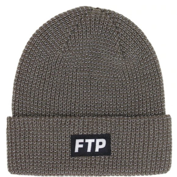FTP Reflective Knit Beanie Olive - Picture 2 of 3